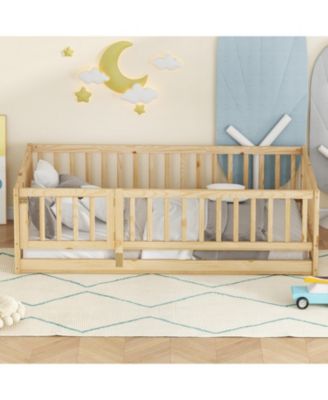 Twin Montessori Floor Bed with Fence & Door