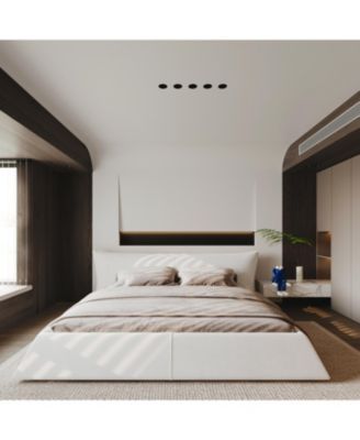 Streamdale Queen Upholstered Platform Bed, Velvet Headboard