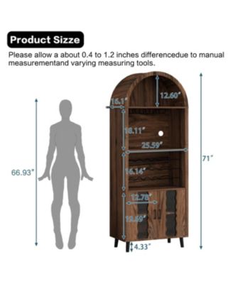 Streamdale 71" Farmhouse Arched Bar Cabinet- Wine Rack & Glass Holder