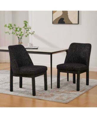 Modern Chenille Dining Chairs (Set of 2) - Black/Gray