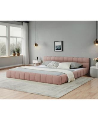 California King Upholstered Platform Bed Frame - Pink