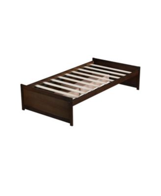 Twin Size Bed with 2 Drawers, Solid Rubber Wood Bed