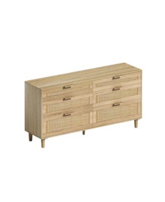 59" Rattan 6-Drawer Dresser