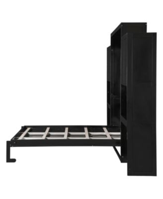  Queen Size Murphy Bed with Desk Vanity and Cabinets Espresso