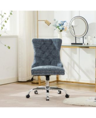 Light Blue Chenille Tufted Office Chair