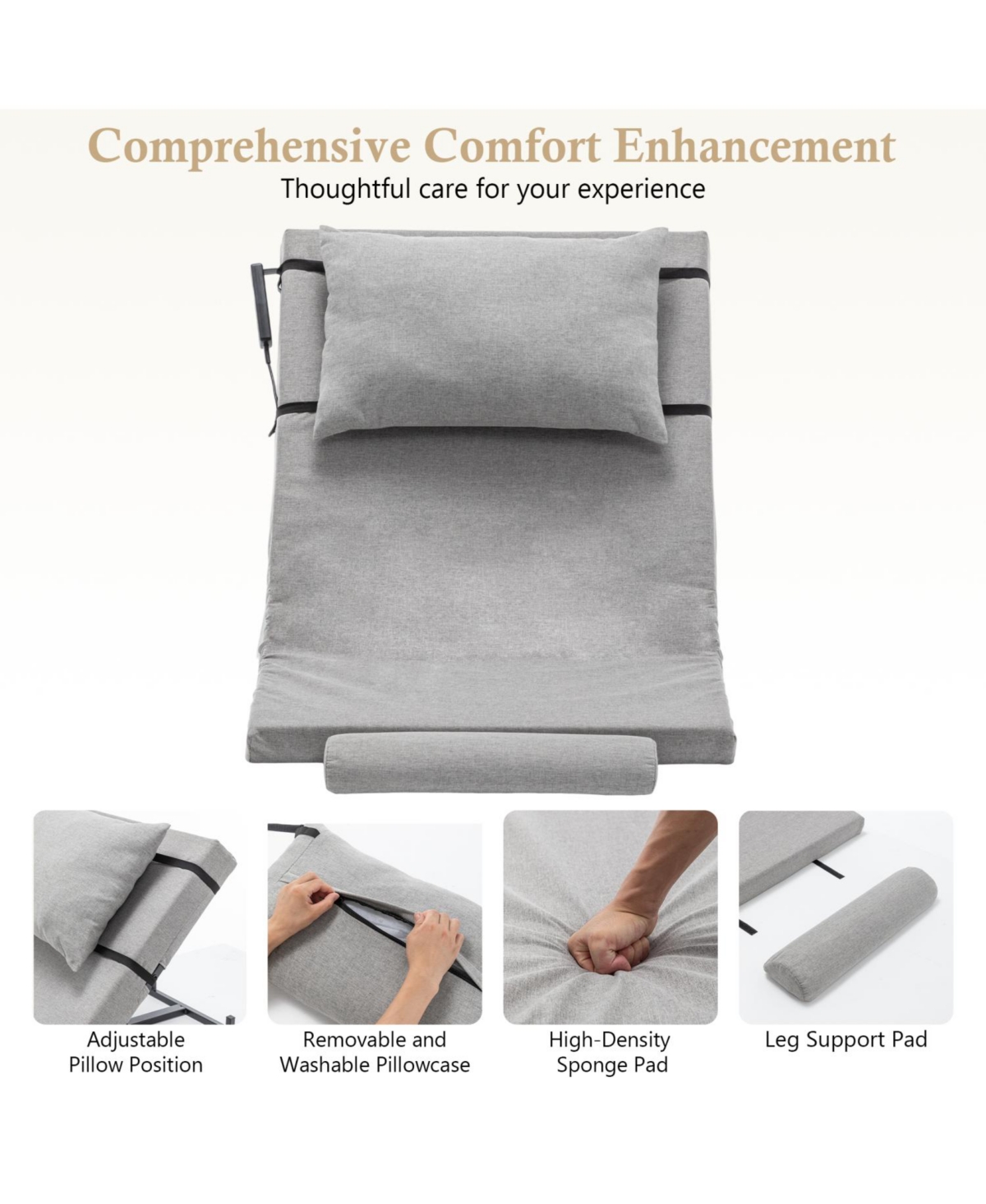 Streamdale Furniture Electric Adjustable Bed Backrest - 300 lbs Capacity Lift Washable Fabric