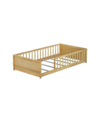 Twin Floor Platform Bed w/ Book Rack Natural