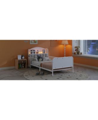 Streamdale Twin Metal Platform Bed with Light & Storage Shelves, White