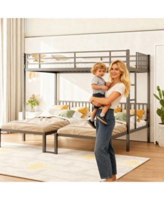 Triple Metal Bunk Bed for Kids - Black, Noise Reduced, Separates into 3 Twin Beds