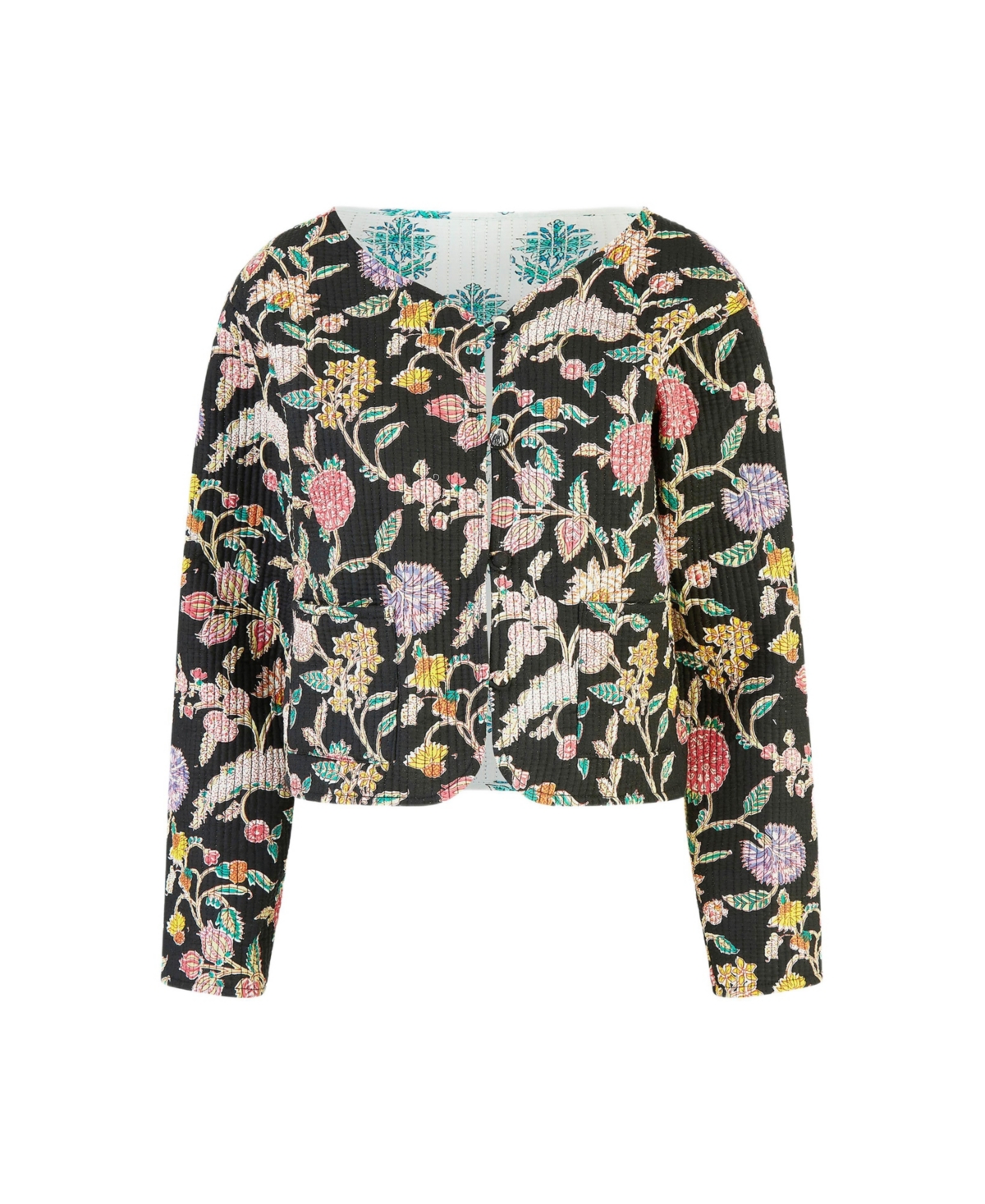 Yumi Women's Floral Reversible Cotton Quilted Jacket