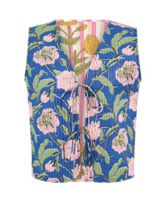 Women's Floral Reversible Quilted Vest Jacket