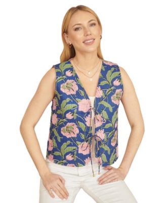 Women's Floral Reversible Quilted Vest Jacket