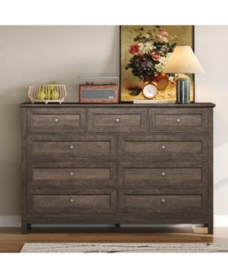  Rustic Wood 9-Drawer Dresser - Brown