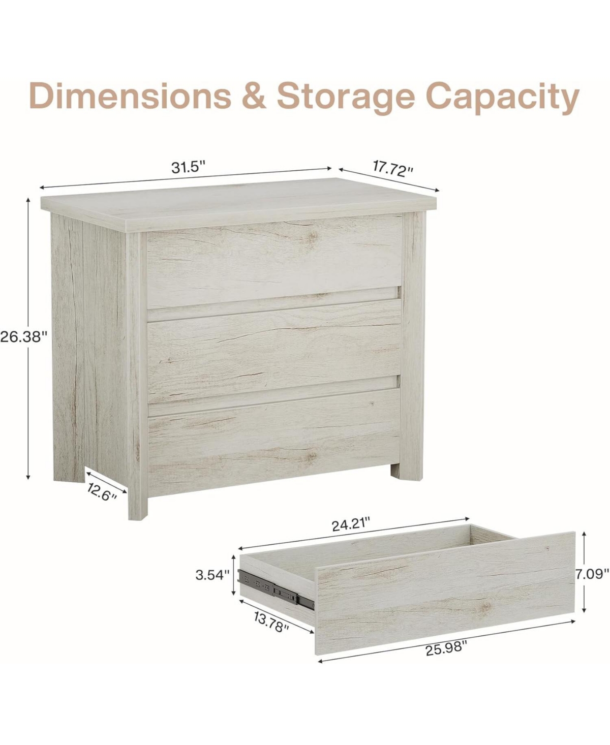 Tribesigns Large Farmhouse Night Stand with Storage for Bedroom