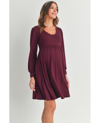Maternity Long Sleeve Empire Waist Scoop Neck Dress