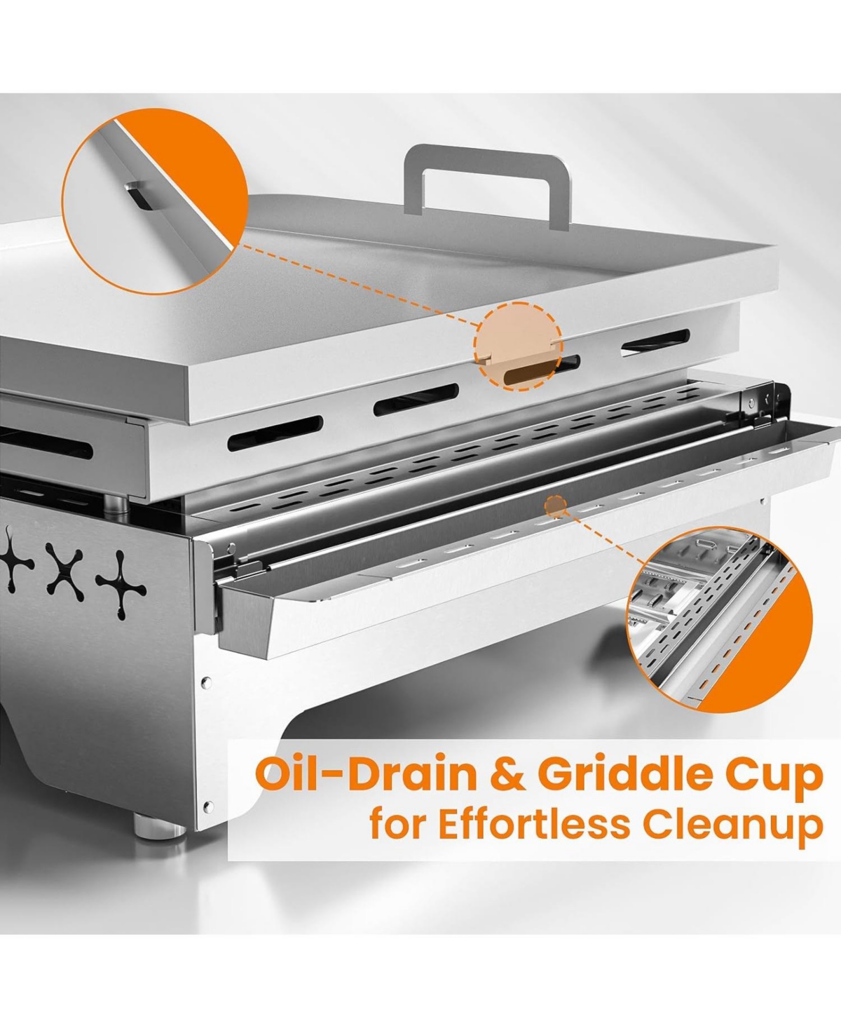 Cowsar Portable Propane Griddle, 16000BTU Tabletop Portable Propane Gas Grill with 2 Burners, Stainless Steel Flat Top Grill, Outdoor Cooking