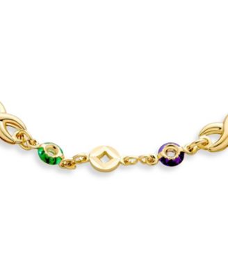 Colorful Alternating Jewel Tone Crystal Love Infinity Anklet Bracelet Gold Plated 10 Inch