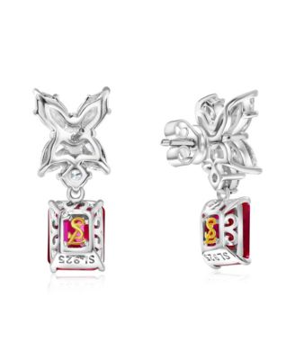 Suzy Levian Gala Collection Sterling Silver Firework Large Cubic Zirconia Cluster Drop Dangle Earrings