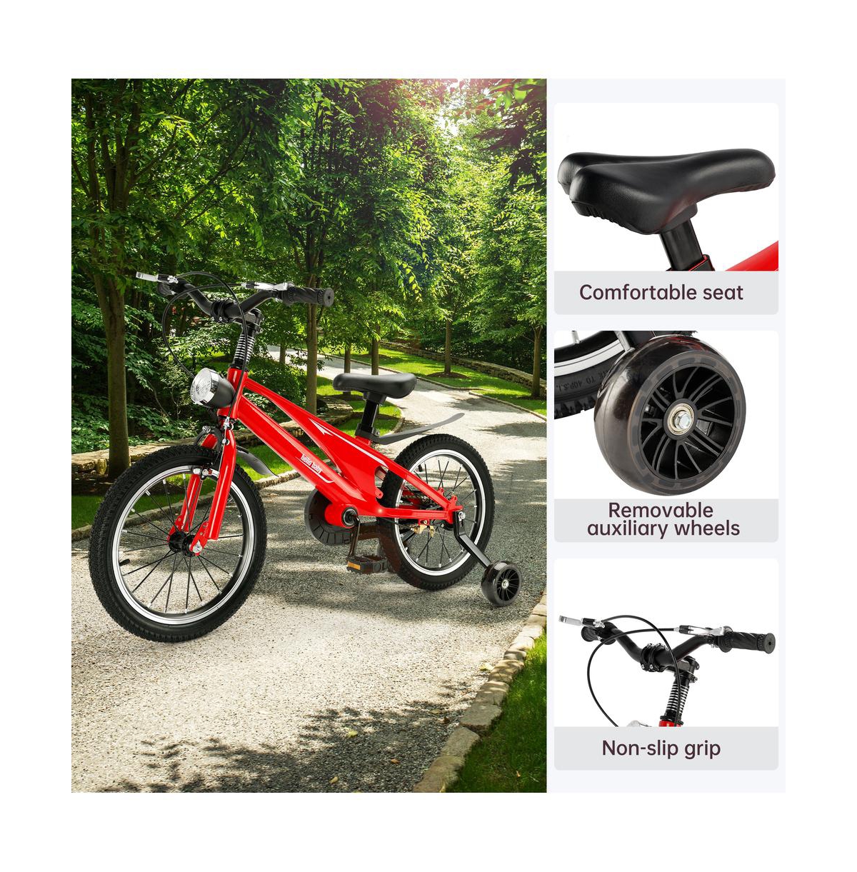 Artudatech 16-Inch Lightweight Kids Bike with Magnesium Alloy Frame, Training Wheels & Dual Brakes