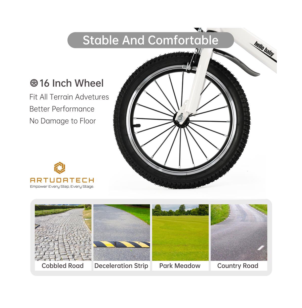 Artudatech 16-Inch Lightweight Kids Bike with Magnesium Alloy Frame, Training Wheels & Dual Brakes