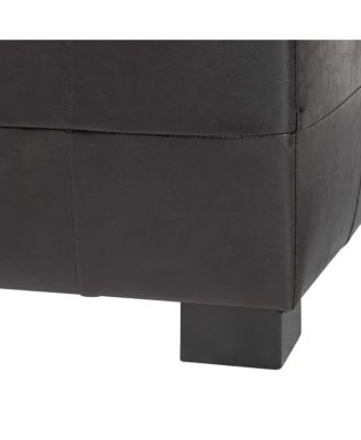 Dark Brown Full Leather Storage Bench Ottoman With Dimples
