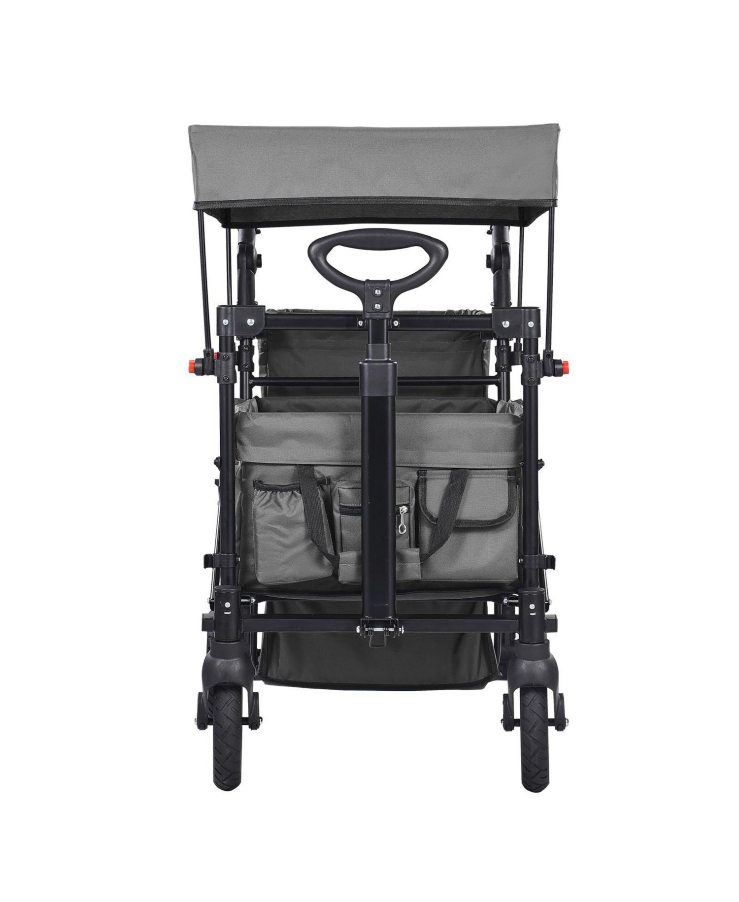 SUGFIT Wagon Stroller for 2 Kids Folding Push-Pull Stroller with Canopy Grey