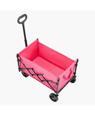 120L Pink & Black Folding Wagon with All-Terrain Wheels & Adjustable Handle