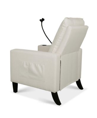 Modern Cozy Fabric Armchair with Adjustable Backrest and Storage