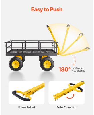 1200 lb Heavy-Duty Steel Garden Cart with 13" All-Terrain Tires & Convertible Mesh Sides