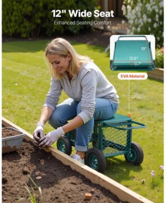 SUGFIT Heavy-Duty Metal Rolling Garden Cart with 400 lb Capacity & Large Wheels