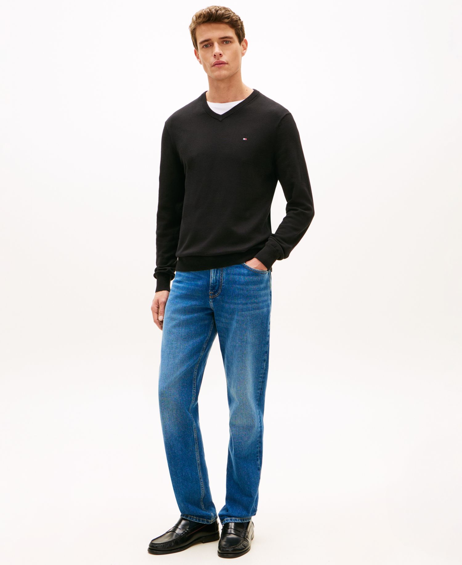 Men's Essential Cotton V-Neck Sweater