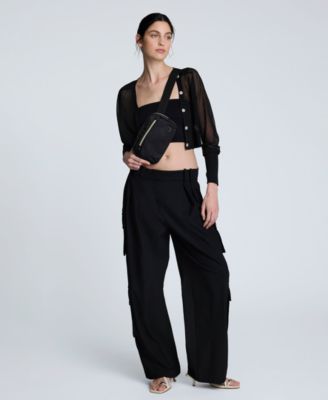 Women's Long Sleeve Sheer Cropped Cardigan Sweater