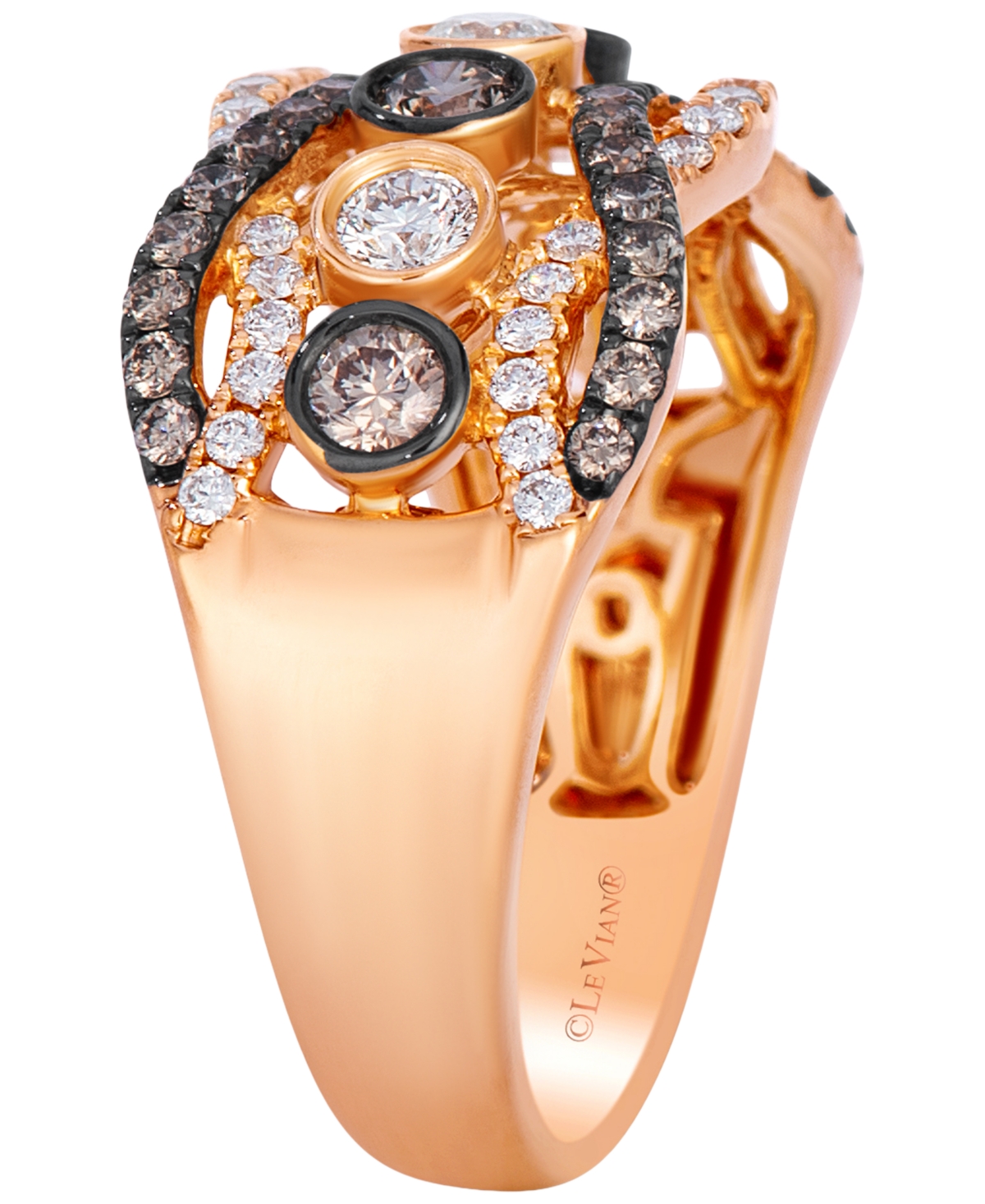 Le Vian Chocolate Diamond (0.55 ct. t.w.) & Vanilla Diamond (0.43 ct. t.w.) Ring in 14k Strawberry Gold