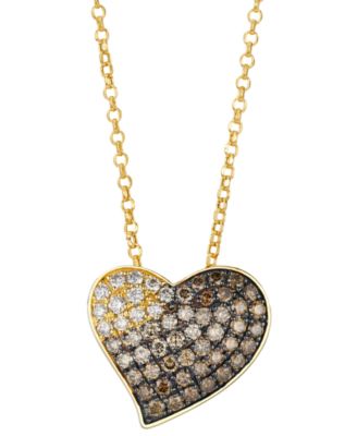 Chocolate Ombre Diamond Pendant Necklace (1 ct. t.w.) in 14k Honey Gold