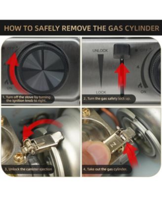 1-Burner Butane Camping Stove with Windblocker,10000 BTU Portable Camp Gas Stove for Outdoor Cooking Stainless Steel.