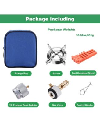 Portable Camping Stove Burner, Backpacking Stove with 1LB Propane Tank Adapter, Fuel Can Canister Stand and Carry Case, Portable Camping Burner