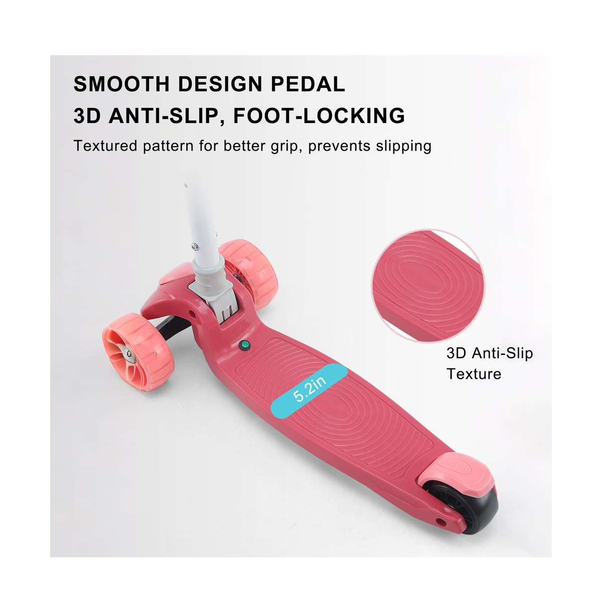 Bruce & Shark Foldable 3-Wheel Kids Scooter with Lean-to-Steer Balance, Lights Music for Early Riding Fun