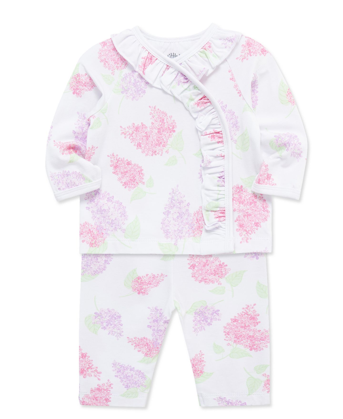 Комплект Little Me Printed Top and Pants, 2-Piece Set для девочек-малышей, цвет: Розовый / Белый — фото 3