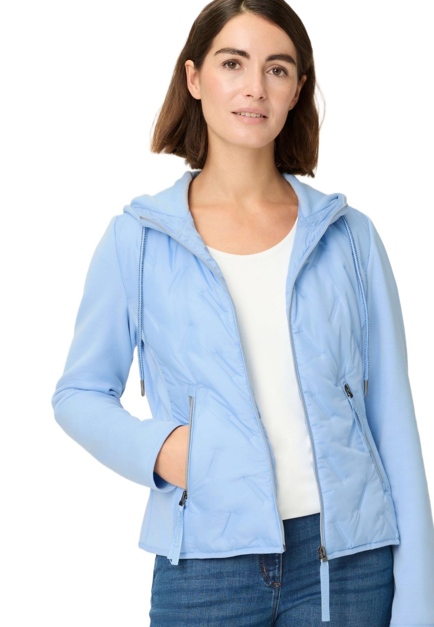 Женская куртка Olsen Mixed Media Jacket with Hood, цвет: Облачный синий — фото 1