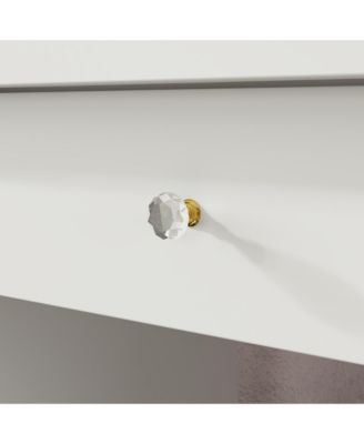 5-Drawers White Makeup Vanity Sets Dressing Table Sets with LED Dimmable Mirror, Stool and 3-Tier Storage Shelves