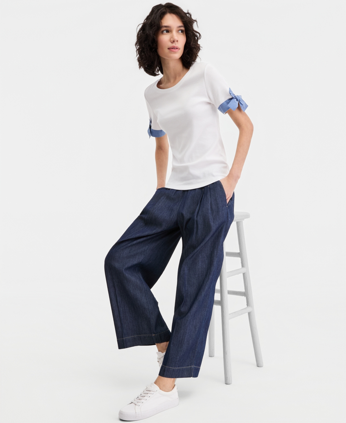 Nautica Jeans Women's Cotton Tie-Cuff Top