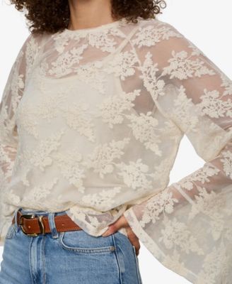 Women's Boho Lace Crew Neck Top