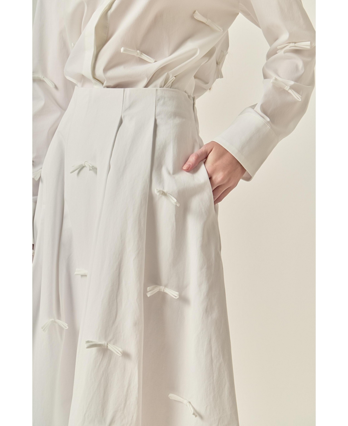 English Factory Women's Bow Detailed Poplin midi skirt