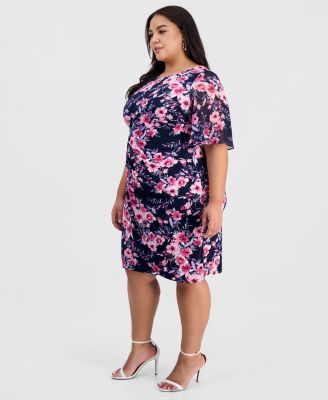Plus Size Printed Flutter-Sleeve Sheath Dress