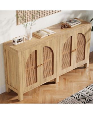 59" Rattan Kitchen Storage Buffet Cabinet, with 4 Doors