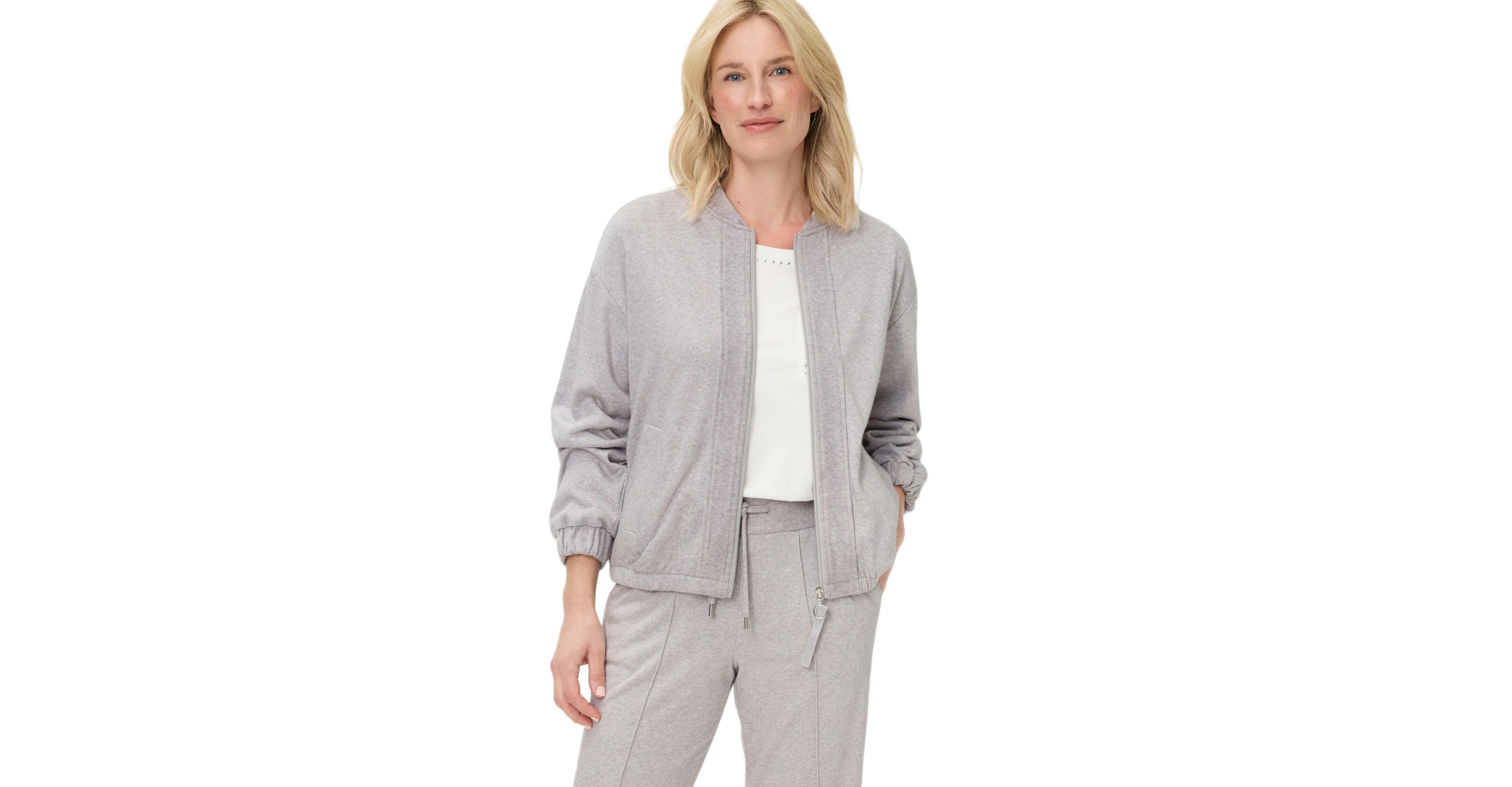 Olsen Women's Collarless Zip Front Jersey Jacket