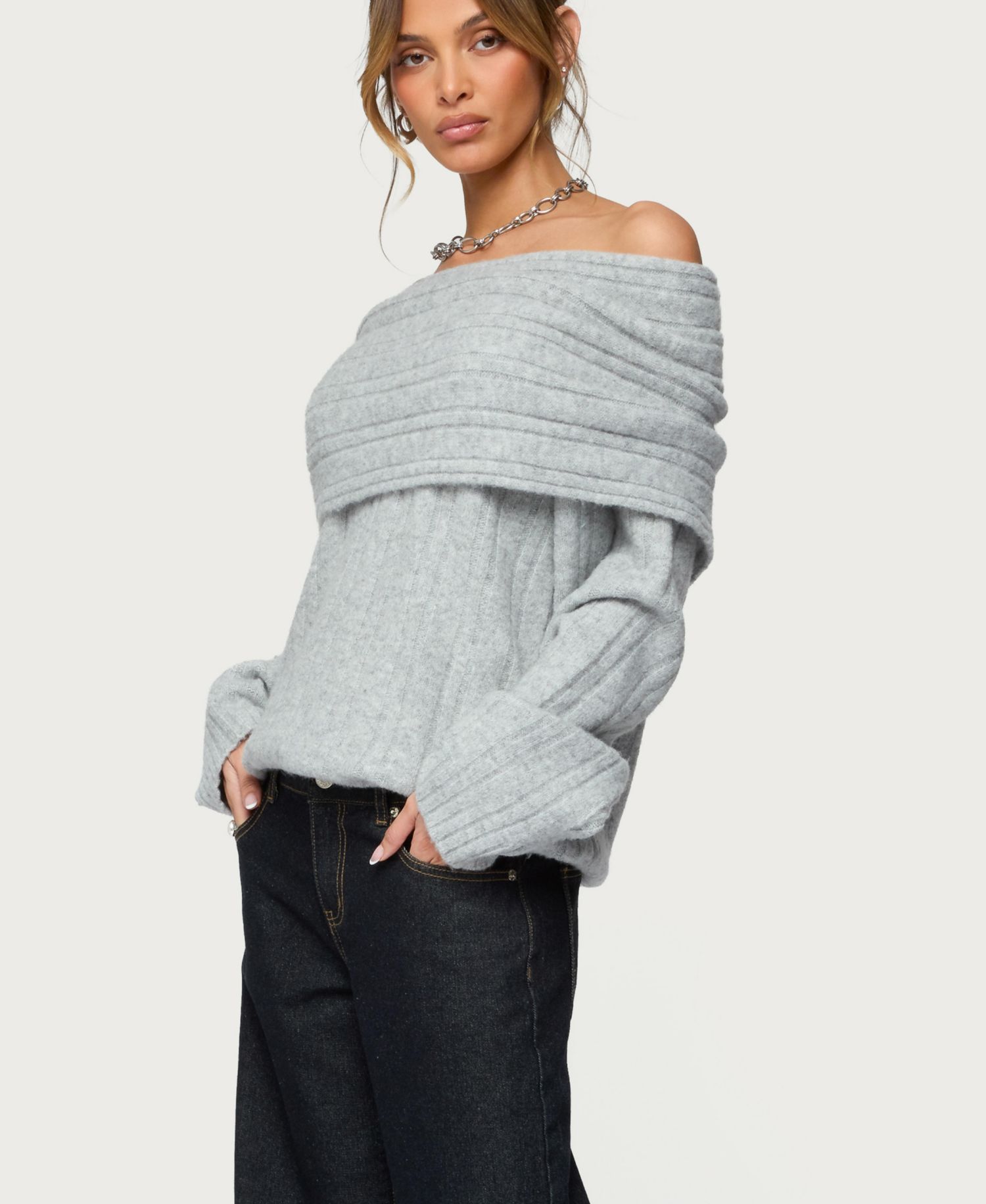 Womens Kadenna Oversized Off Shoulder Sweater