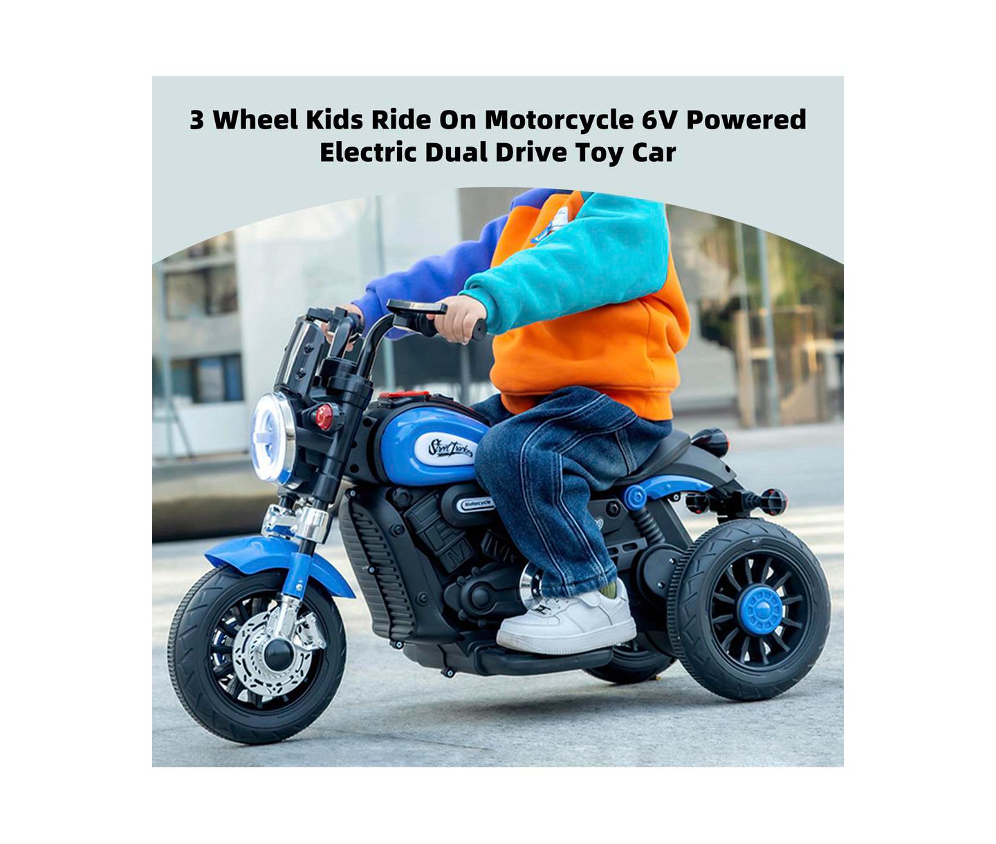 Детская игрушка Bruce & Shark Dual 6V 3-Wheel Forward/Reverse Ride-On Motorcycle, Ages 1-5, цвет: Синий — фото 2