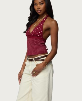 Womens Ginny Mixed Polka Dot Halter Top