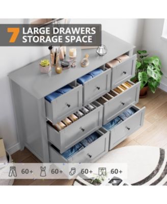 7-Drawer Modern Wood Organizer Dresser, Ample Storage Space for Bedroom, Living Room, Entryway